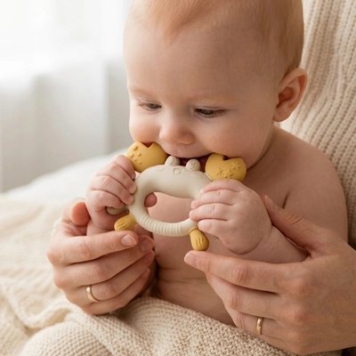 Anneau de dentition | Silicone Crabe - Brico-Bébé.com