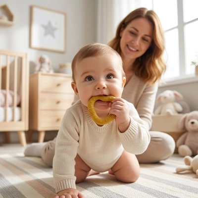 Anneau dentition bébé | Silicone coeur - Brico-Bébé.com