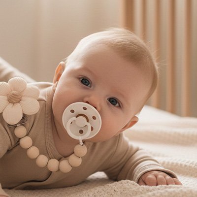 Attache tetine | Fleur silicone - Brico - Bébé.com