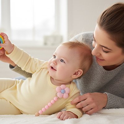 Attache tetine | Fleur silicone - Brico - Bébé.com