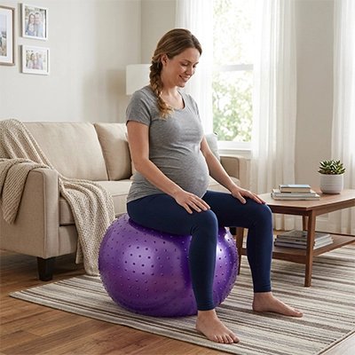 Ballon de grossesse​ 65 cm utilisé par future maman pour se reposer