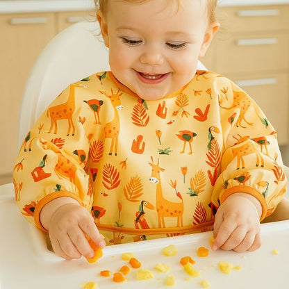 Bavoir bébé à manches longues imperméable | Safari - Brico - Bébé.com