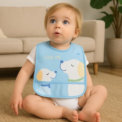 Bavoir bebe | Imperméable avec poche récupératrice - Brico - Bébé.com