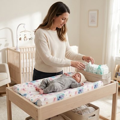 Housse matelas à langer | Bleue - Brico - Bébé.com