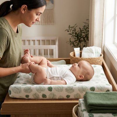 Housse matelas à langer | Feuilles verte - Brico - Bébé.com