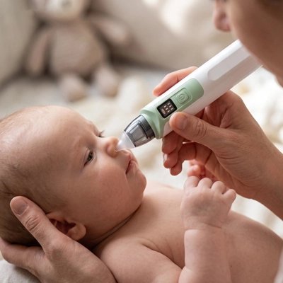 Mouche bebe electronique vert utilisé par maman sur son bébé