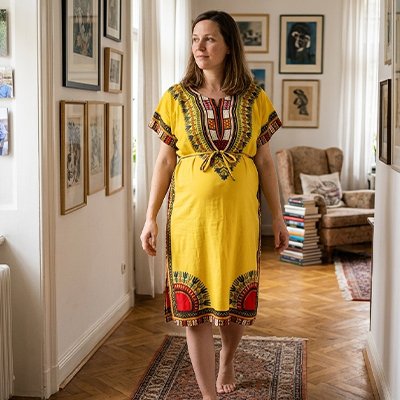 Robe de grossesse jaune  portée par future maman