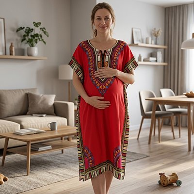 Robe de grossesse  rouge portée par future maman